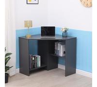 Home Source Wellington Compact Office Computer Corner Desk with Storage Shelves in Dark Grey Home Source Dark Grey