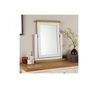 Home Source White Solid Wooden Table Top Vanity Trinket Mirror Natural Oak Finish Home Source White