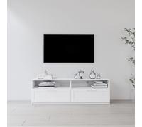 White TV Floor Stand 2 Drawer Modern Media Console Living Room Storage Home Source White One Size