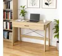 Home Source Winston 1 Drawer Desk Computer Oak Office Table Workstation in Light Oak Home Source Light Oak