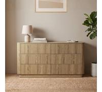 Home Source Winthorpe Chest Of 6 Drawer Oak Bedroom Storage Organiser Cabinet - Oak