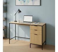 Wisbech 3 Drawer Desk Computer Office Table Workstation Steel Legs Oak