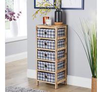 Home Source Wooden Chest 5 Storage Drawers Bedroom Organiser Coastal Style in Brown Home Source Brown