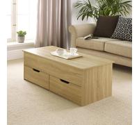 Home Source Wooden Coffee Table With Lift Up Top & 2 Large Storage Drawers in Light Oak Home Source Light Oak