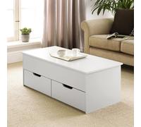 Home Source Wooden Coffee Table With Lift Up Top & 2 Large Storage Drawers in White Home Source White