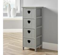 Home Source Wooden Drawer Chest Storage Unit Bedroom Organiser Bedside Love Hearts in Grey Home Source Grey