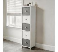 Home Source Wooden Storage 5 Drawer Tall Chest Bedroom Organiser Fully Assembled in White Home Source White