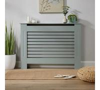 Medium Grey Radiator Cover Wooden MDF Wall Cabinet Shelf Slatted Grill