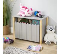 Home Source Ziggy Kids Toy Box Storage Bench Seat Ottoman Nursery Bedroom Grey Home Source Grey