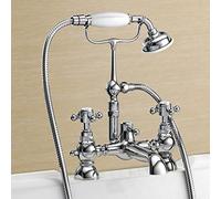 Home Standard Clyde Traditional Hot and Cold Bath Shower Mixer Tap Chrome Ball Cross Head | Shower Hand Held Head