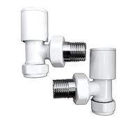 Home Standard Radiator Valves for Central Heating (Pair) - Sizes and Colors for Designer Bathroom (White Angled 15mm)