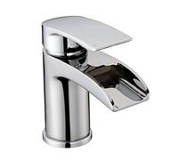 Home Standard Vespa Waterfall Bathroom Single Lever Mono Basin Sink Mixer Tap with Slotted Spring Waste | Chrome |