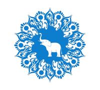 Home Stickers Mandala Elephant Hinduism Meditation 36x37.7cm Personalized Customization S-Blue