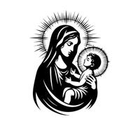 Home Stickers Mother of Jesus Virgin Mary Blessed 68x88cm Equipped with Transfer Film kit XL-Black