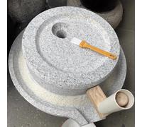 Home Stone Mill Grinder for Flour, Soybean/Seed/Spice/Rice/Wheat Grinder, Heavy Natural Stone Hand Grain Mill with Wood e