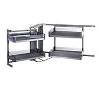 Home Storage Pull-Out Storage Rack for Kitchen and Bathroom, 2-Tier 4-Shelf Heavy Duty Organizer, Corner Pull Basket Style Cabinet Shelf for Pantry and Home