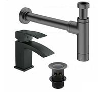 home store Bathroom Basin/Sink Mixer Tap & Waste Including Bottle Trap Black