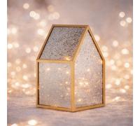 Home Stories Pre Lit Mercury Glass Houses with String Lights BLACK 18.5CM