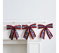 Home Stories Tartan Set Of 3 Hanging Bow Decoration BURGUNDY,NAVY