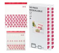 Home Stuff 100 Pack Zip Lock Bags, Food Storage Freezer Bags, Reusable Sandwich Bags Food Storage Bags, BPA Free Zip Seal Freezer Bags for Fruits, Vegetables, Meat, Grains, Red/Pink, 2.5L & 1.2L