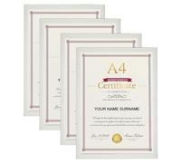 home stuff A4 Frame Pack of 4 Poster Frame & Document Frame, Wood Picture Frame, Certificate Frame for Wall Mount or Table Top Display, Poster Frames For Home Family Office Décor, 21x29.7cm (White)