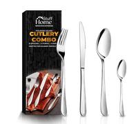 Home stuff Cutlery Set, 16-Piece Design Tableware Set with Knife Fork and Spoon Set, Service for 4, Dishwasher Safe/Easy to Clean, Modern Silverware Set for Home/Restaurant/Party.