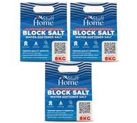 Home Stuff Dishwasher Salt Blocks - 3 Pack (24 kg Total) - Premium High-Purity Salt for Soft Water, Limescale Protection & Sparkling Cleaning - Compatible with All Dishwashers