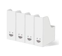 home stuff Fluns Magazine File Holder, A4 Magazine File Storage Document Organizer Paper Book, Cardboard Magazine File Holder Rack Display, Binder Newspaper Holder Magazine File, White (Set of 4)
