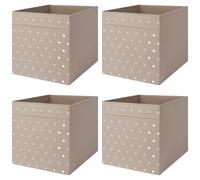 home stuff Foldable Cube Storage Boxes Fabric Storage Organizer Boxes for Shelving Unit for Home, Office, Bedroom, Nursery, Wardrobe, Toys Best Gift For Children's, 33x38x33 CM (4 Pack, Dotted/Beige)
