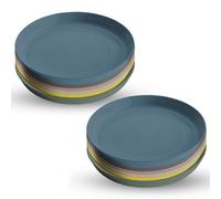 home stuff Kids Plates-Dinnerware- Multi Colorful Reusable- for Kids, Home, Kitchen- Unbreakable Lightweight Drinking Beakers, Dishwasher and Microwave Safe Plastic Plates-Set of 12