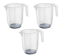 Home stuff (Set of 3) 1L Measuring jugs for Kitchen & Baking, Jug with Handle, Transparent Jug with Measuring Scale & Easy Pour, (Grey).