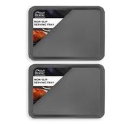 Home stuff Tray, Pack (2), Grey 37x29 cm Non-Slip Food Tray, Plastic Dinner, Drinks Tray, Easy Grip Handles, Dishwasher-safe makes life easier. Restaurant Serving Tray for Coffee Table, Kitchen.