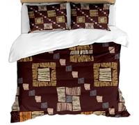 Home Super King Size Duvet Cover Bedding Set 100% Polyester 3D Dark Brown Geometric Lines Bohemian Abstract Art Printed Pattern 3 Pcs With 2 Pillowcases Lightweight Ultra Soft Microfiber Quilt Cove