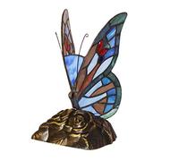 Home Supplies 10 Inches Blue Butterfly Tiffany Lamps, Stained Glass Handmade Tiffany Vintage Bedside Table Lamps for Living Room, Bedroom, and Lounge
