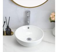 Home Supplies Ceramic Cloakroom Basin Hand Washing Sink Bowl, Modern Design Gloss White Countertop Basin Cloakroom Sink for Bathroom Lavatory, Vanity Cabinet (125x365x365mm(HxWxD))