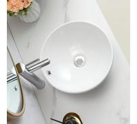 Home Supplies Ceramic Cloakroom Basin Hand Washing Sink, Modern Design Gloss White Countertop Basin Cloakroom Sink for Bathroom Lavatory, Vanity Cabinet (Round) 125x365x365mm (HxWxD)