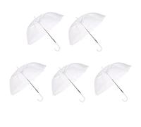 Home Supplies Direct Clear Dome Canopy Bubble Umbrella Stick See Through Transparent Unisex White Wedding Brolly (5 x Umbrellas)
