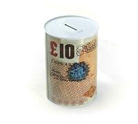 Home Supplies Direct Money Tin Pound Note Design Kids Cash Saving Piggy Bank Box £5 £10 £20 £50 (£10 (Ten Pounds))
