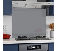 Home Supplies Grey Splashbacks for Cookers with Glue, Toughened Glass Heat Resistant Splashback for Kitchen (60cm x 75cm)