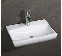 Home Supplies Modern Bathroom Cloakroom Basin Sink, Counter Top Space Saving Wall Hung White Ceramic Basin for Bathroom, Vanity Cabinet. (10.00 x 49.00 x 33.00 cm)