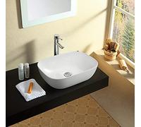 Home Supplies Modern Bathroom Cloakroom Ceramic Oval Basin Sink, Counter Top Space Saving White Ceramic Basin Only | 135x460x330mm (HxWxD)