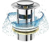 Home Supplies Pop Up Basin Waste Slotted Click Clack Bathroom Sink Plug in Chrome Finish - Modern Sink Waste Kit with Overflows