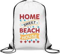 Home Sweet Beach House Gym Sack Casual Drawstring Bag White