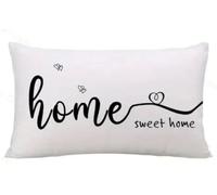Home Sweet Home Decorative Throw Pillow Cover, White with Black Text, 50 cm x 30 cm Cushion, No insert