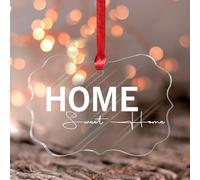 Home Sweet Home Hanging Ornaments Inspirational Word Sayings Window Pendant Keepsake Window Hanging Decor Funny Clear Round Acrylic Ornament Pendant for Neighbor Friends