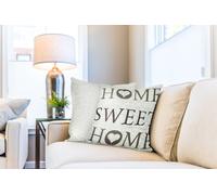 Emma Barclay Home Sweet Home Jacquard Cushion Cover in Beige - 17x17 (43x43cm)