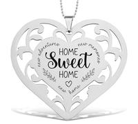 Home Sweet Home Ornament - Stainless Steel Heart Shaped Hanging Décor with Laser Engraved Quote, Housewarming Gift Ornament with Bead Chain, New Home Keepsake Decoration - FGC462