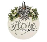 Home Sweet Home Sign for Front Door - Spring Welcome Sign - 30cm Eucalyptus Farmhouse Porch Decorations, Spring Summer Wreath Rustic Flower Wall Pediments for Outdoor