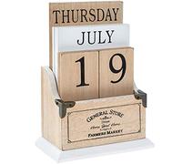 Home Sweet Home Vintage Wooden Perpetual Calendar - Desk Top Eternal Calender Blocks