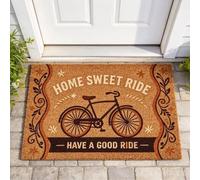 Home Sweet Ride Bicycle Coir Doormat, Cycling Natural Entry Rug (16x24in (40x60cm))